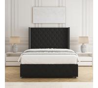 Bsspoke Mayfair Divan Bed In Black Plush Velvet 54Inch Headboard & Footboard & Mattress No Drawers In 3Ft 4Ft 4Ft6 5Ft 6Ft