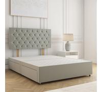 Bsspoke Mia Divan Bed Silver Plush Velvet With 24Inch Headboard & 2 Drawers Footend No Mattress In Double King 4Ft 6Ft
