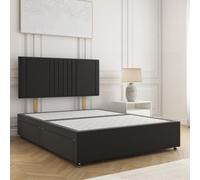 Bsspoke Monaco Divan Bed In Black Plush Velvet With 24Inch Headboard & 4 Drawer No Mattress In Double Small Double King 6Ft