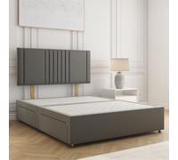 Bsspoke Monaco Divan Bed In Grey Plush Velvet With 24Inch Headboard & 4 Drawer No Mattress In Double Small Double King 6Ft