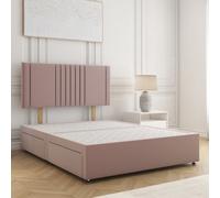 Bsspoke Monaco Divan Bed In Pink Plush Velvet With 24Inch Headboard & 4 Drawer No Mattress In Double Small Double King 6Ft