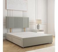 Bsspoke Monaco Divan Bed In Silver Plush Velvet With 24Inch Headboard & 4 Drawer No Mattress In Double Small Double King 6Ft