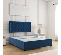 Bsspoke Nova Divan Bed In Blue Plush Velvet With 24Inch Headboard & No Mattress No Drawers In Double King 4Ft 6Ft