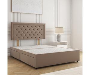 Bsspoke Nova Divan Bed Mink Plush Velvet 24Inch Headboard & 2 Drawers Footend No Mattress In Double Small Double King 6Ft