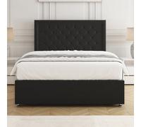 Bsspoke Nova Divan Bed Set In Black Plush Velvet With 24Inch Headboard & Mattress No Drawers In Double King 3Ft 4Ft 6Ft