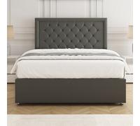 Bsspoke Nova Divan Bed Set In Grey Plush Velvet With 24Inch Headboard & Mattress No Drawers In Double King 3Ft 4Ft 6Ft