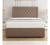 Bsspoke Nova Divan Bed Set In Mink Plush Velvet With 24Inch Headboard & Mattress No Drawers In Double King 3Ft 4Ft 6Ft