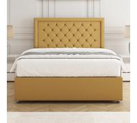 Bsspoke Nova Divan Bed Set In Mustard Plush Velvet With 24Inch Headboard & Mattress No Drawers In Double King 3Ft 4Ft 6Ft