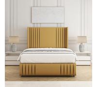 Bsspoke Peyton Divan Bed In Mustard Plush Velvet With 54Inch Headboard & Footboard & Mattress No Drawers In 3Ft 4Ft 4Ft6 5Ft 6Ft