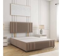 Bsspoke Rosie Divan Bed Mink Plush Velvet 24Inch Headboard & Footboard No Mattress No Drawers In Small Double King 4Ft6 6Ft