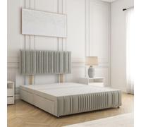 BSSPOKE Rosie Divan Bed Plush Velvet 24" Headboard & No Mattress No Drawers in Silver | Size: Single BSSPOKE Silver Single