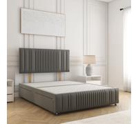 BSSPOKE Rosie Plush Divan Bed 24" Headboard 2 Drawers Same Side & No Mattress in Grey | Size: Single BSSPOKE Grey Single