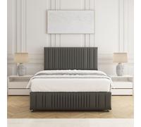 BSSPOKE Rosie Plush Velvet Divan Bed Set 24" Headboard & Mattress No Drawers in Grey | Size: Single BSSPOKE Grey Single