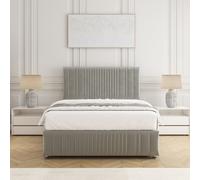 BSSPOKE Rosie Plush Velvet Divan Bed Set 24" Headboard & Mattress No Drawers in Silver | Size: Single BSSPOKE Silver Single