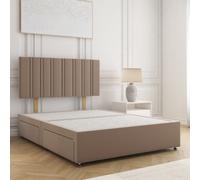 Bsspoke Sienna Divan Bed Mink Plush Velvet With 24Inch Headboard 4 Drawer & No Mattress In Double Small Double King Super King