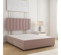Bsspoke Sienna Divan Bed Pink Plush Velvet With 24Inch Headboard 4 Drawer & No Mattress In Double Small Double King Super King