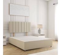 BSSPOKE Sienna Divan Bed Plush Velvet 24" Headboard & No Mattress No Drawers in Cream | Size: King