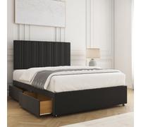 Bsspoke Sienna Divan Bed Set Black Plush Velvet 24Inch Headboard 2 Drawers Same Side & Mattress In 3Ft 4Ft 4Ft6 5Ft 6Ft