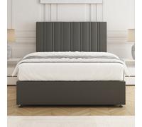 Bsspoke Sienna Divan Bed Set In Grey Plush Velvet 24Inch Headboard & Mattress No Drawers In Single Double King 4Ft 6Ft