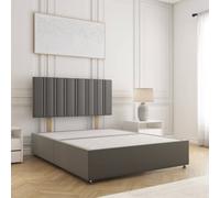 Bsspoke Sienna Divan Bed Set In Grey Plush Velvet 24Inch Headboard & No Mattress No Drawers In Single Double King 4Ft 6Ft