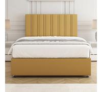 Bsspoke Sienna Divan Bed Set In Mustard Plush Velvet 24Inch Headboard & Mattress No Drawers In Single Double King 4Ft 6Ft