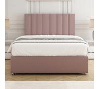Bsspoke Sienna Divan Bed Set In Pink Plush Velvet 24Inch Headboard & Mattress No Drawers In Single Double King 4Ft 6Ft