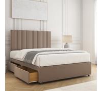 Bsspoke Sienna Divan Bed Set Mink Plush Velvet 24Inch Headboard 2 Drawers Same Side & Mattress In 3Ft 4Ft 4Ft6 5Ft 6Ft