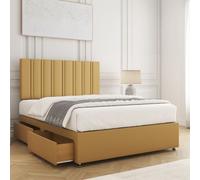 BSSPOKE Sienna Divan Bed Set Velvet 24"Headboard 2 Drawers Footend & Mattress in Mustard | Size: Super King BSSPOKE Mustard Super King
