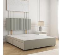 Bsspoke Sienna Divan Bed Silver Plush Velvet With 24Inch Headboard 4 Drawer & No Mattress In Double Small Double King Super King