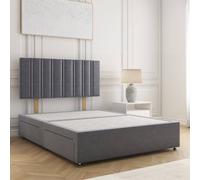 BSSPOKE Sienna Plush Divan Bed 24" Headboard & 2 Drawers Footend No Mattress in Charcoal | Size: King
