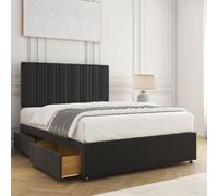 BSSPOKE Sienna Plush Velvet Divan Bed Set 24" Headboard 4 Drawers & Mattress in Black | Size: Super King BSSPOKE Black Super King