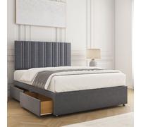 BSSPOKE Sienna Plush Velvet Divan Bed Set 24" Headboard 4 Drawers & Mattress in Charcoal | Size: Super King BSSPOKE Charcoal Super King