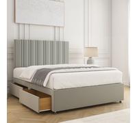 BSSPOKE Sienna Plush Velvet Divan Bed Set 24" Headboard 4 Drawers & Mattress in Silver | Size: King BSSPOKE Silver King