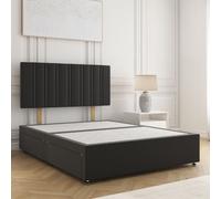 BSSPOKE Sienna Plush Velvet Divan Bed Set 24"Headboard & 4Drawers No Mattress in Black | Size: King BSSPOKE Black King
