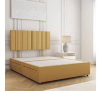 BSSPOKE Sienna Plush Velvet Divan Bed Set 24"Headboard & 4Drawers No Mattress in Mustard | Size: King