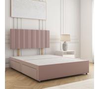 BSSPOKE Sienna Plush Velvet Divan Bed Set 24"Headboard & 4Drawers No Mattress in Pink | Size: King BSSPOKE Pink King