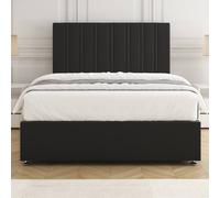 BSSPOKE Sienna Plush Velvet Divan Bed Set 24"Headboard & Mattress No Drawers in Black | Size: Super King