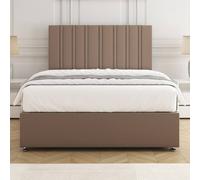 BSSPOKE Sienna Plush Velvet Divan Bed Set 24"Headboard & Mattress No Drawers in Bronze | Size: King