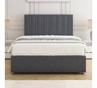 BSSPOKE Sienna Plush Velvet Divan Bed Set 24"Headboard & Mattress No Drawers in Charcoal | Size: King