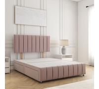 BSSPOKE Sierra Divan Bed Plush 24"Headboard 2Drawers Same Side & No Mattress in Pink | Size: Super King Fimous Pink Super King