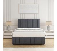 Bsspoke Sierra Divan Bed Set Steel Plush Velvet 24Inch Headboard & Footboard & Mattress No Drawers In Double King 3Ft 4Ft 6Ft