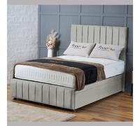 Bsspoke Sierra Ottoman Divan Bed Silver Plush Velvet 54Inch Headboard & Footboard No Mattress Single Double King 4Ft 6Ft