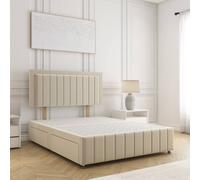 BSSPOKE Sophia Plush Velvet Divan Bed Set 26"Headboard & 4Drawers No Mattress in Cream | Size: Small Double BSSPOKE Cream Small Double