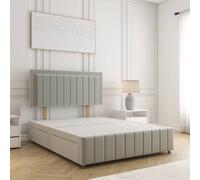 BSSPOKE Sophia Plush Velvet Divan Bed Set 26"Headboard & 4Drawers No Mattress in Silver | Size: King BSSPOKE Silver King