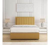 Bsspoke Zarah Divan Bed Plush Velvet Mustard With Orthopaedic Mattress & No Drawers 24Inch Headboard In 3Ft 4Ft 4Ft6 5Ft 6Ft