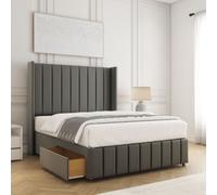 BSSPOKE Zoe Divan Bed Plush Velvet 54"Headboard 2 Drawers Footend No Mattress in Grey | Size: King BSSPOKE Grey King