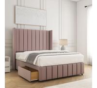 BSSPOKE Zoe Divan Bed Plush Velvet 54"Headboard 2 Drawers Footend No Mattress in Pink | Size: Super King BSSPOKE Pink Super King