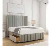 BSSPOKE Zoe Divan Bed Plush Velvet 54"Headboard 2 Drawers Footend No Mattress in Silver | Size: Super King BSSPOKE Silver Super King