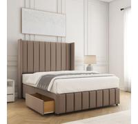 BSSPOKE Zoe Divan Bed Set Plush Velvet 54" Headboard & 2 Drawers & Mattress in Bronze | Size: King BSSPOKE Bronze King