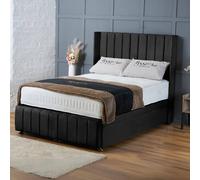 BSSPOKE Zoe Ottoman Divan Bed Plush Velvet 54"Headboard &Footboard Mattress in Black | Size: King BSSPOKE Black King